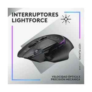 Mouse Inalambrico Logitech G502 X Plus (910-006161) Gaming, Negro, 25600 Dpi, 106G, Interruptores Hibridos Lightforce, Lightsync Rgb - Imagen 3