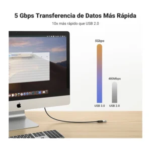 Cable De Extension Usb 3.0 Ugreen Us129 (90722) Negro, 5 Metros - Imagen 3