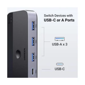 Conmutador Usb 3.0 Ugreen Cm662 (15705) 2 Computadoras Que Comparten Dispositivos Usb C Y A, Usb De 4 Puertos Para Compartir Teclado/Mouse/Camara/Etc - Imagen 4
