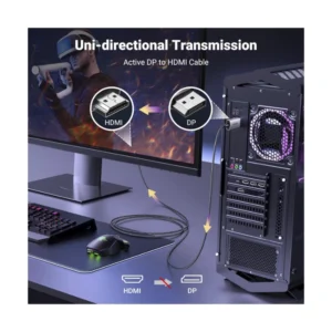 Cable Dp A Hdmi Ugreen Dp115 (80397) Unidireccional 8K @60Hz 4K @120Hz Dp Activo 1.4 A Hdmi 2.1 Cable Hdr, Dolby, Hdcp2.3, 2 Metros - Imagen 3