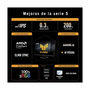 Monitor Gaming Asus Tuf Gaming 24" (Vg249Q5R) Fast-Ips, Fhd, Hdmi/Dp, 0.3Ms, 200Hz, Freesync, Ai Visual - Imagen 5