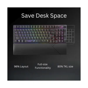 Teclado Inalambrico Asus (X901 Strix Scope Ii 96 Wl/Nxsw/Es/Abs) Gaming, Negro, Mecanico, Bluetooth, Switch Lineales De Nieve Rog Nx, Trimodo, Led-Rgb - Imagen 7