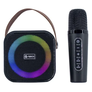 Parlante Portatil Karaoke Teros (Te-6013N) Negro, 10W, Bluetooth, Microfono Inalambrico, Jack/Usb/Tarjeta Tf, Iluminacion Led - Imagen 1