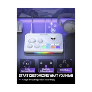 Mezcladora De Audio Fifine Sc8 Ampligame (Sc8-W) Blanco, Para Jugadores Y Streamers, Efectos De Audio Personalizables, Admite Xlr, Mezcla De Juego/Cha - Imagen 7