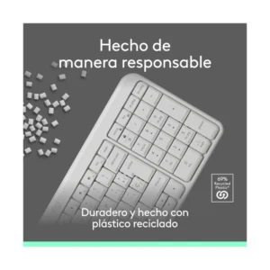 Teclado Inalambrico Logitech K250 (920-013446) Blanco, Bluetooth, Resistente A Derrames, Teclas Comodas - Imagen 3