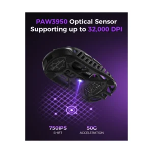 Mouse Inalambrico Gravastar Mercury X Pro (Gs Xpro-Blk) Negro, 32000 Dpi, Dongle De 8 K, Sensor Paw 3950, Sondeo De 8,000 Hz, 5 Botones Programables - Imagen 3