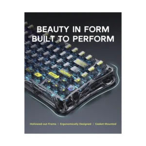 Teclado Inalambrico Gravastar Mercury K1 Lite 75% (Gs K1 Lite-Xtal-Blk) Negro, Mecanico, Bluetooth, Switch Lineales Prelubricados, Rgb Transparente - Imagen 3