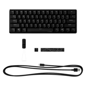 Teclado Hyperx Alloy Origins 60 (4P5N4Aa#Aba) Gaming, Negro, Mecanico, Switch Rojo Lineal, Cubiertas De Pbt Doble Capa De Las Teclas, Led-Rgb - Imagen 3