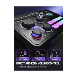 Mezcladora De Audio Fifine Sc8 Ampligame (Sc8-B) Negro, Para Jugadores Y Streamers, Efectos De Audio Personalizables, Admite Xlr, Mezcla De Juego/Chat - Imagen 3