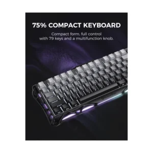 Teclado Inalambrico Gravastar Mercury K1 75% (Gs K1-Gblk) Negro, Mecanico, Switch Lineales, Diseño De Exoesqueleto De Aluminio, Rgb - Imagen 4