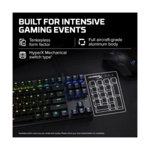 Teclado Hyperx Alloy Origins Core 80% (4P5P3Aa#Aba) Gaming, Negro, Mecanico, Switch Rojo Lineal, Cuerpo Completo De Aluminio De Grado Aeronautico, Rgb - Imagen 4