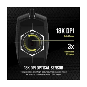 Mouse Corsair Katar Pro Xt (Ch-930C111-Na) Gaming, Negro, 18000 Dpi, Fps Ultraligero, Forma Simetrica, Led-Rgb - Imagen 4