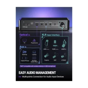 Mezcladora De Audio Fifine Sc8 Ampligame (Sc8-B) Negro, Para Jugadores Y Streamers, Efectos De Audio Personalizables, Admite Xlr, Mezcla De Juego/Chat - Imagen 4