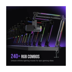 Microfono Fifine Am8Prot Ampligame (Am8Prot) Con Soporte De Brazo Rgb, Negro, Para Grabacion De Podcasts, Puerto Xlr/Usb, Boton Silenciador, Led-Rgb - Imagen 4