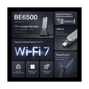 Usb Inalambrico Tp-Link Be6500 (Archer Tbe400Uh) Wi-Fi 7, Tri-Banda, 6 Ghz+ 2882 Mbps, 5 Ghz + 688 Mbps, 2.4 Ghz, Mlo, Mu-Mimo, Seguridad Wpa3 - Imagen 4