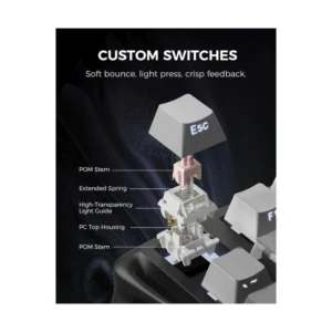 Teclado Inalambrico Gravastar Mercury K1 75% (Gs K1-Gblk) Negro, Mecanico, Switch Lineales, Diseño De Exoesqueleto De Aluminio, Rgb - Imagen 5