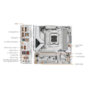 Placa Gigabyte (B850M Eagle Wifi6E Ice) Am5, Micro-Atx, Pcie 5.0, Usb-C, Wifi6E, Lan De 2.5Gbe, Ddr5 - Imagen 5