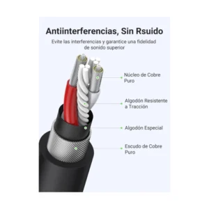 Cable Xlr De 3 Pines Ugreen (20712) Macho A Hembra, Negro, Dmx Balanceado, Amplificador Altavoz, 5 Metros - Imagen 5