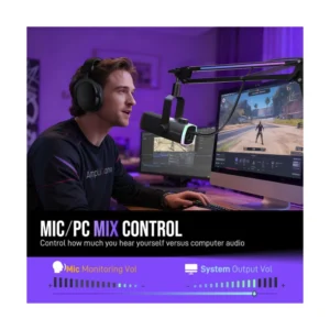 Microfono Fifine Am8Prot Ampligame (Am8Prot) Con Soporte De Brazo Rgb, Negro, Para Grabacion De Podcasts, Puerto Xlr/Usb, Boton Silenciador, Led-Rgb - Imagen 5