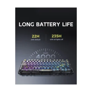 Teclado Inalambrico Gravastar Mercury K1 Lite 75% (Gs K1 Lite-Xtal-Blk) Negro, Mecanico, Bluetooth, Switch Lineales Prelubricados, Rgb Transparente - Imagen 6