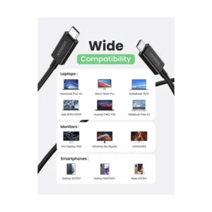 Cable Thunderbolt 4 Usb-C A Usb-C Ugreen Us501 (30389) Negro Carga Rapida De 100 W, Soporte De Video Hasta 8K 60Hz, 0.8 Metros - Imagen 6