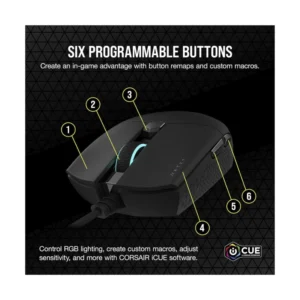 Mouse Corsair Katar Pro Xt (Ch-930C111-Na) Gaming, Negro, 18000 Dpi, Fps Ultraligero, Forma Simetrica, Led-Rgb - Imagen 6