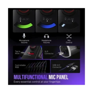 Microfono Fifine Am8Prot Ampligame (Am8Prot) Con Soporte De Brazo Rgb, Negro, Para Grabacion De Podcasts, Puerto Xlr/Usb, Boton Silenciador, Led-Rgb - Imagen 6