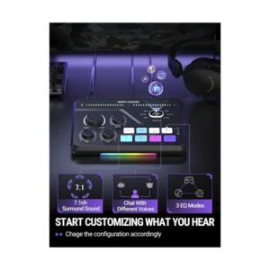 Mezcladora De Audio Fifine Sc8 Ampligame (Sc8-B) Negro, Para Jugadores Y Streamers, Efectos De Audio Personalizables, Admite Xlr, Mezcla De Juego/Chat - Imagen 7