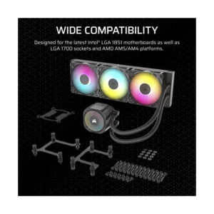 Enfriamiento Liquido Corsair Nautilus 360 Rs Argb (Cw-9060093-Ww) Negro, 1700/1851-Am4/Am5, Negro, X3 Fan, Bajo Ruido, Led-Argb - Imagen 7