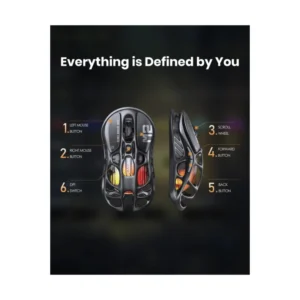 Mouse Inalambrico Gravastar Mercury M2 (Gravastar M2-Blk) Negro, 26000 Dpi, Sensor Paw3395Dm, Diseño Ligero Ahuecado De 2.79 Oz, 5 Botones Programable - Imagen 8