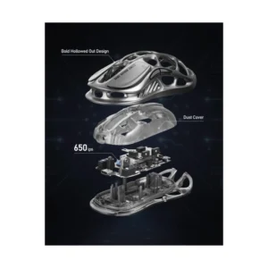 Mouse Inalambrico Gravastar Mercury M2 (Gravastar M2-Blk) Negro, 26000 Dpi, Sensor Paw3395Dm, Diseño Ligero Ahuecado De 2.79 Oz, 5 Botones Programable - Imagen 9