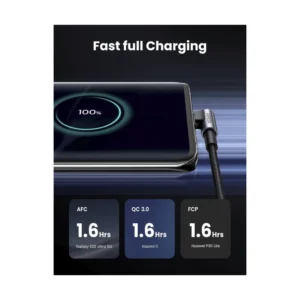 Cable De Carga & Datos Usb A Usb-C Ugreen Us284 (50941) Trenzado, Angulo 90 Grados Tipo C, 1 Metro - Imagen 3