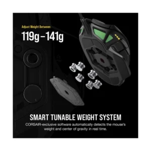 Mouse Corsair Nightsword Rgb (Ch-9306011-Na) Gaming, Negro, 18000 Dpi, 10 Botones Programables, Sistema De Peso, Icue, Led-Rgb - Imagen 4