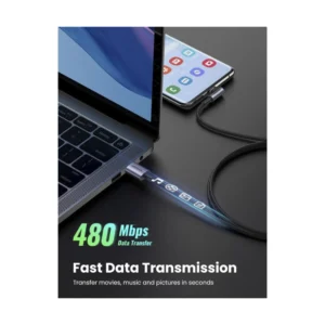 Cable De Carga & Datos Usb A Usb-C Ugreen Us284 (50941) Trenzado, Angulo 90 Grados Tipo C, 1 Metro - Imagen 4