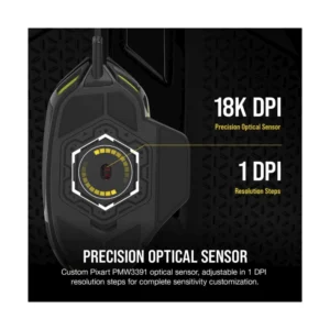 Mouse Corsair Nightsword Rgb (Ch-9306011-Na) Gaming, Negro, 18000 Dpi, 10 Botones Programables, Sistema De Peso, Icue, Led-Rgb - Imagen 5