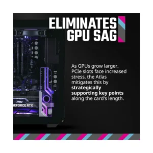 Soporte Para Tarjeta Grafica Cooler Master Atlas Argb (Mca-U000R-Agsbtg-00) Soporte De Imanes De Aluminio, Vidrio Templado Argb, Doble Eje Vertical - Imagen 6