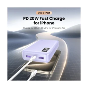 Power Bank Ugreen Pb312 (65590B) Morado, Pantalla Digital, Carga Rapida De 20 W, 20000Mah - Imagen 6