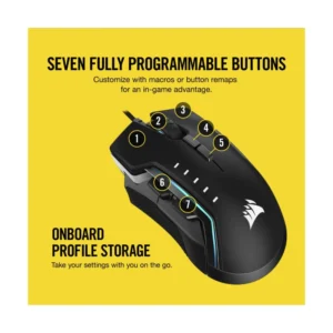 Mouse Corsair Glaive Pro (Ch-9302311-Na) Gaming, Negro, 18000 Dpi, Agarres Intercambiables, Aluminio, Led-Rgb - Imagen 6
