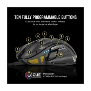 Mouse Corsair Nightsword Rgb (Ch-9306011-Na) Gaming, Negro, 18000 Dpi, 10 Botones Programables, Sistema De Peso, Icue, Led-Rgb - Imagen 7