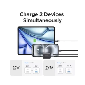 Cargador De Pared Ugreen X514 (55533) Gan, X1 Usb-C, X1 Usb-A, Carga Rapida De 20W - Imagen 7