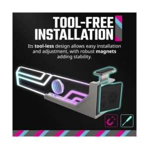 Soporte Para Tarjeta Grafica Cooler Master Atlas Argb (Mca-U000R-Agsbtg-00) Soporte De Imanes De Aluminio, Vidrio Templado Argb, Doble Eje Vertical - Imagen 7