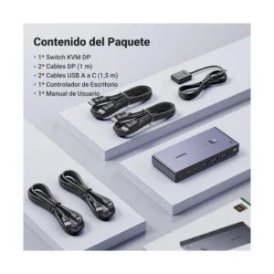 Conmutador Kvm Displayport Ugreen Cm695 (25962) Para 2 Computadoras Que Comparten 1 Monitor, Teclado, Mouse, Discos Duros, Impresora, Con 2 Cables Dp - Imagen 8