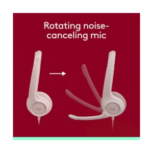 Auricular Logitech H390 (981-001280) Rosado, Microfono Con Cancelacion De Ruido, Conexion Usb - Imagen 3