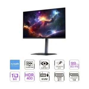 Monitor Gaming Gigabyte 27" (Mo27Q2) Qd-Oled, Qhd 2K, 2 Hdmi/Dp/Usb-C, Kvm Tipo C, 0.03Ms, 240Hz, Amd Freesync Premium Pro, Altura Ajustable - Imagen 3