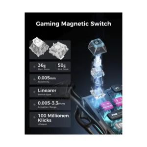 Teclado Gravastar Mercury V75 Pro He 75% (Gs V75 Pro_rm_egry) Estilo Cyberpunk, Mecanico, Switch Hall Effect, Sondeo De 8000 Hz, Marco De Semialuminio - Imagen 3