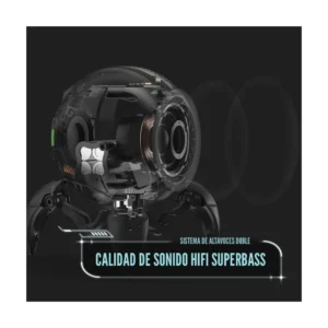 Parlante Portatil Gravastar Mars Pro (G1 Pro_blk_v2) Robotico, 20W, Negro Mate, Sonido Estereo, Graves Profundos, Bluetooth, 15H De Reproduccion, Rgb - Imagen 3