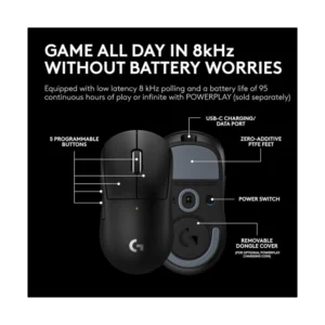 Mouse Inalambrico Logitech G Pro X Superlight 2C (910-007530) Gaming, Negro, Hasta 8 Khz De Frecuencia, 44000 Dpi, 51G - Imagen 4