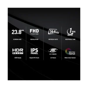 Monitor Gaming Msi Led 24" (G242L E14) Ips, Fhd, Ai Vision, Hdmi/Dp, 1Ms, 144Hz - Imagen 4