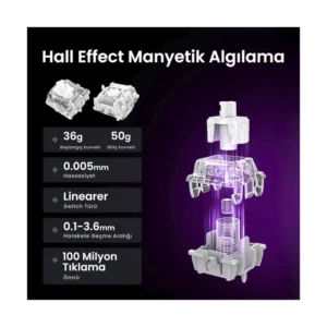 Teclado Gravastar Mercury V75 He 75% (Gs V75_gwt) Gaming, Mecha Gris, Mecanico, Switch Hall Effect, Sondeo De 8000 Hz, Accionamiento Ajustable, Rgb - Imagen 5