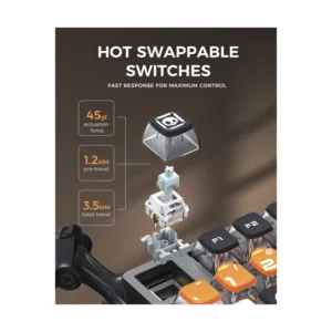 Teclado Inalambrico Gravastar Mercury K1 Pro 75% (Gs K1 Pro_bo_blk) Negro Mate, Mecanico, Switch Lineales, Aleacion De Aluminio, Led-Rgb - Imagen 6